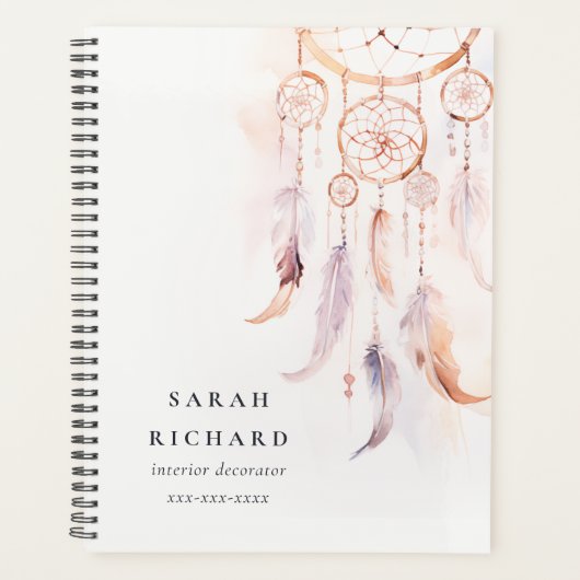Boho Dreamcatcher Waterverf Lila Blush Peach Planner (Voorkant)