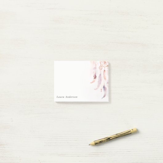 Boho Dreamcatcher Waterverf Lila Blush Peach Post-it® Notes (Op bureau)
