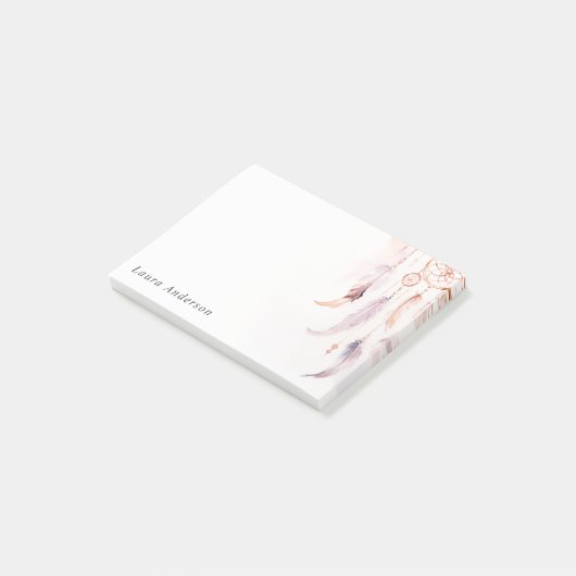 Boho Dreamcatcher Waterverf Lila Blush Peach Post-it® Notes (Schuin)