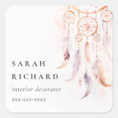 Boho Dreamcatcher Waterverf Lila Blush Peach Vierkante Sticker (Voorkant)