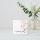 Boho Dreamcatcher Waterverf Lila Blush Peach Vierkante Visitekaartje (Staand voorkant)
