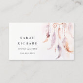 Boho Dreamcatcher Waterverf Lila Blush Peach Visitekaartje (Voorkant)