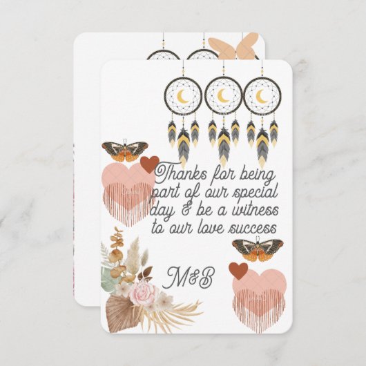 Boho Dreamcatcher Wedding Dank je wel kaart (Voorkant / Achterkant)
