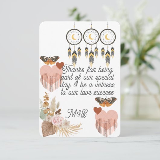 Boho Dreamcatcher Wedding Dank je wel kaart (Staand voorkant)