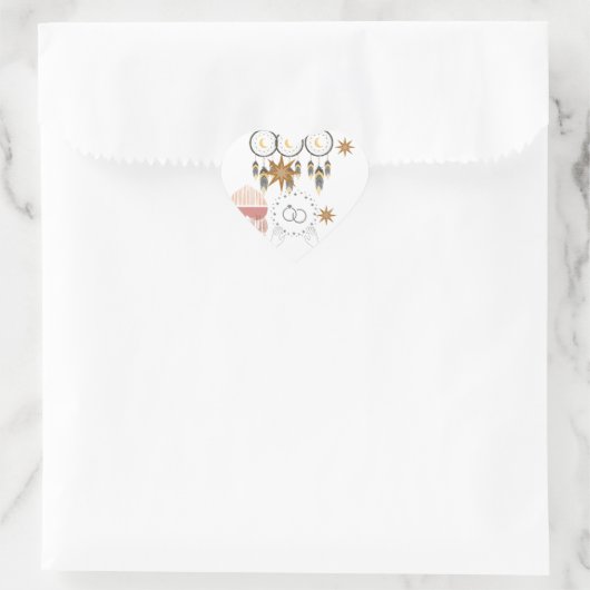 Boho Dreamcatcher Wedding Heart Stickers (Tas)