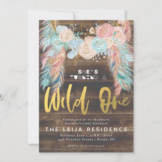 Boho Dreamcatcher Wild One Birthday Kaart (Voorkant)