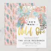 Boho Dreamcatcher Wild One Birthday Kaart (Voorkant / Achterkant)