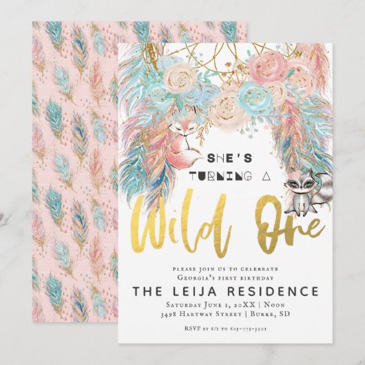 Boho Dreamcatcher Wild One Birthday Kaart (Voorkant / Achterkant)