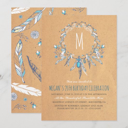 Boho  Dreamcather Verjaardagsfeest Kaart (Voorkant / Achterkant)