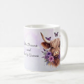 Boho Dreams Bloemen Paarse Hoogland Koe Whimsical Koffiemok (Voorkant rechts)