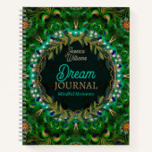 Boho Dreams Peacock Feathers Green Mandala Notitieboek (Voorkant)