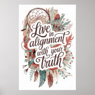 Boho Dreamscape Leef in uitlijning met je Waarheid Poster
