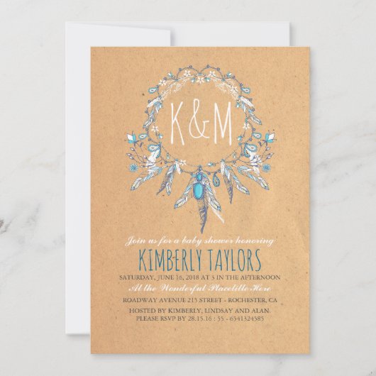 Boho  Dreamweaver Baby shower Kaart (Voorkant)