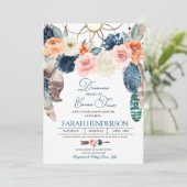 Boho Dreamweaver Blue Baby shower Invitation Kaart (Staand voorkant)