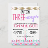 Boho Dreamweaver Caution Three-Nager 3rd Birthday Kaart (Voorkant)