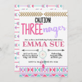 Boho Dreamweaver Caution Three-Nager 3rd Birthday Kaart (Voorkant / Achterkant)