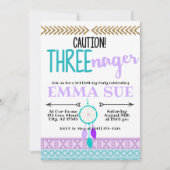 Boho Dreamweaver Caution Three-Nager 3rd Birthday Kaart (Voorkant)