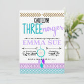 Boho Dreamweaver Caution Three-Nager 3rd Birthday Kaart (Staand voorkant)