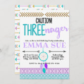 Boho Dreamweaver Caution Three-Nager 3rd Birthday Kaart (Voorkant / Achterkant)