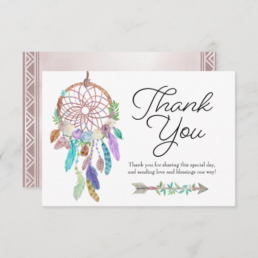 Boho Dreamweaver Dusky Hartelijk dank RSVP Kaartje (Voorkant / Achterkant)