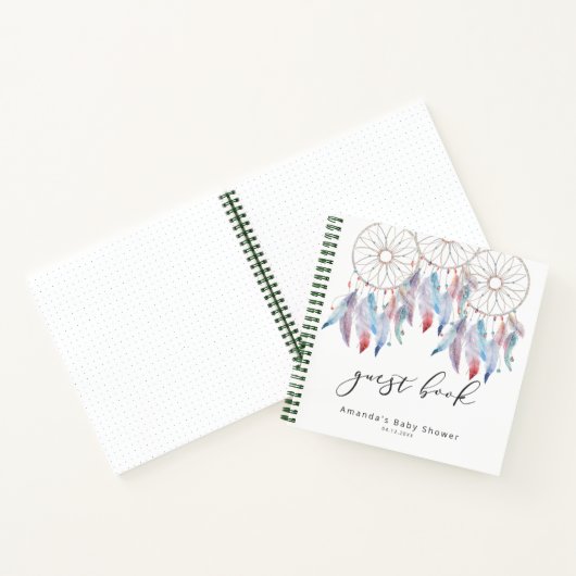 Boho Dreamweaver Guest Book Modern Baby shower Notitieboek (Binnen)