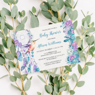 Boho Dreamweaver Hummingbird Baby shower Kaart