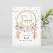 Boho Dreamweaver Love is Sweet Sign 5x7" Kaart (Staand voorkant)