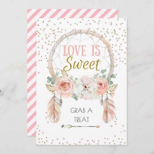 Boho Dreamweaver Love is Sweet Sign 5x7" Kaart (Voorkant / Achterkant)
