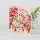 Boho Dreamweaver Pink Gold Floral Waterverf Feestdagenkaart (Staand voorkant)