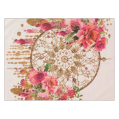 Boho Dreamweaver Pink Gold Floral Waterverf Tafelkleed (Voorkant (Horizontaal))