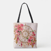 Boho Dreamweaver Pink Gold Floral Waterverf Tote Bag (Achterkant)