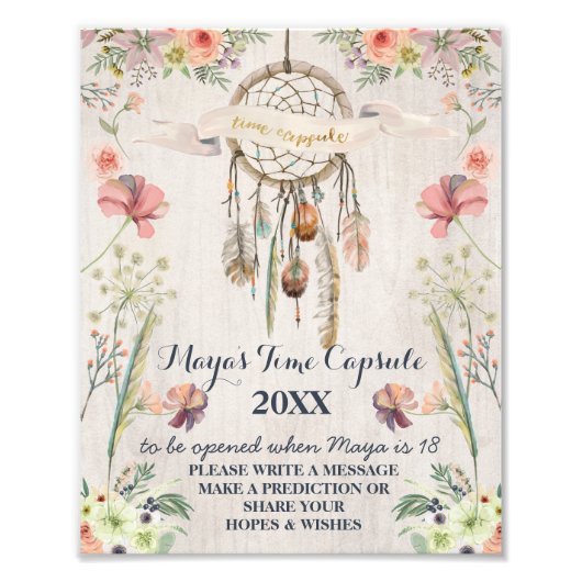 Boho Dreamweaver Rustic Baby shower Time Capsule Foto Afdruk (Voorkant)