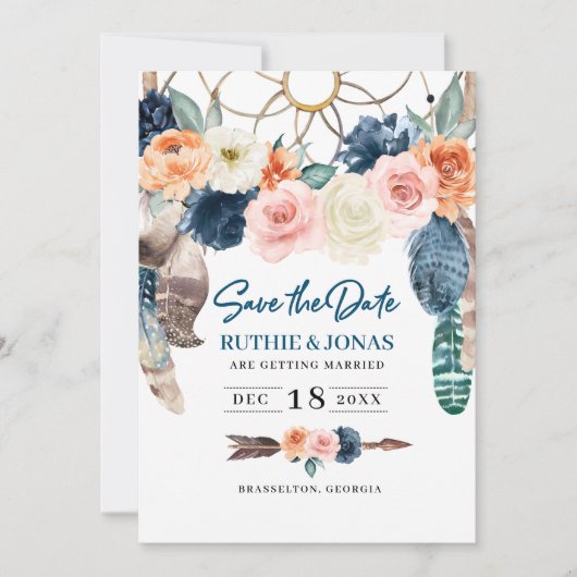 Boho Dreamweaver Save the Date Wedding Invitation Kaart (Voorkant)