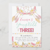 Boho Dreamweaver Young Wild & Three 3rd Birthday Kaart (Voorkant)