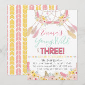 Boho Dreamweaver Young Wild & Three 3rd Birthday Kaart (Voorkant / Achterkant)