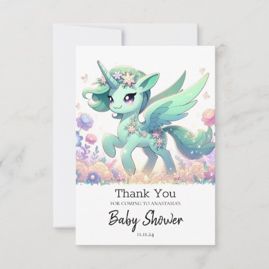 Boho Dreamy Unicorn Baby shower Bedankkaart (Voorkant)