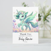 Boho Dreamy Unicorn Baby shower Bedankkaart (Staand voorkant)