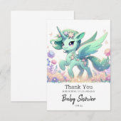 Boho Dreamy Unicorn Baby shower Bedankkaart (Voorkant / Achterkant)