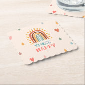 Boho drie derde verjaardag regenboog kartonnen onderzetters (Gebogen)