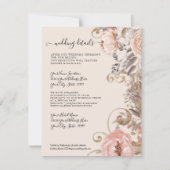 Boho Dried Floral Blush Roos Gold Wedding Details Kaart (Voorkant)