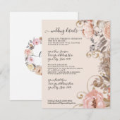 Boho Dried Floral Blush Roos Gold Wedding Details Kaart (Voorkant / Achterkant)
