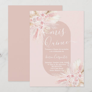 Boho Dried Floral Quinceanera Kaart