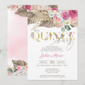 Boho Dried Floral Spain Mis Quince Anos Birthday Kaart (Voorkant / Achterkant)