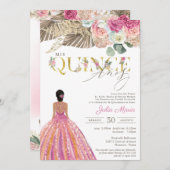 Boho Dried Floral Spain Mis Quince Anos Birthday Kaart (Voorkant / Achterkant)