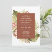 Boho Dried Floral Waterverf Terracotta Wedding Kaart (Staand voorkant)