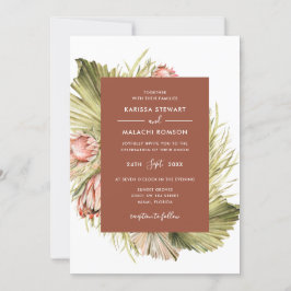 Boho Dried Floral Waterverf Terracotta Wedding Kaart