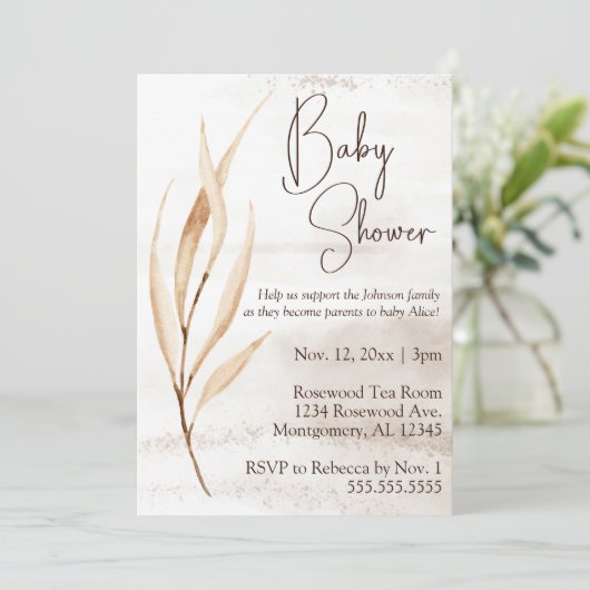 Boho Dried Florals Baby shower Kaart (Staand voorkant)