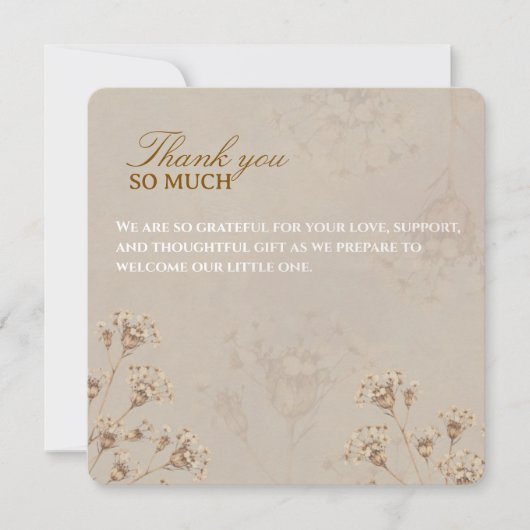 Boho Dried Flower Baby Shower Card Bedankkaart (Voorkant)