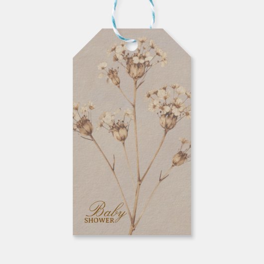 Boho Dried Flower Baby Shower Invitation Cadeaulabel (Achterkant)