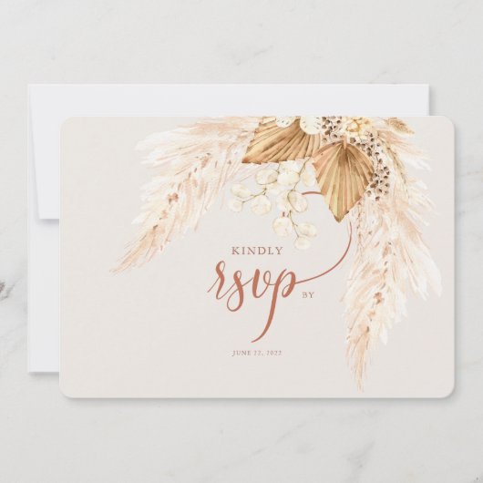 Boho Dried Flowers and Pampas Grass RSVP Invitati Kaart (Voorkant)